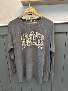 LIF Apparel Gray 'Amen'‎ Leopard Graphic Long Sleeve Tee size 2X